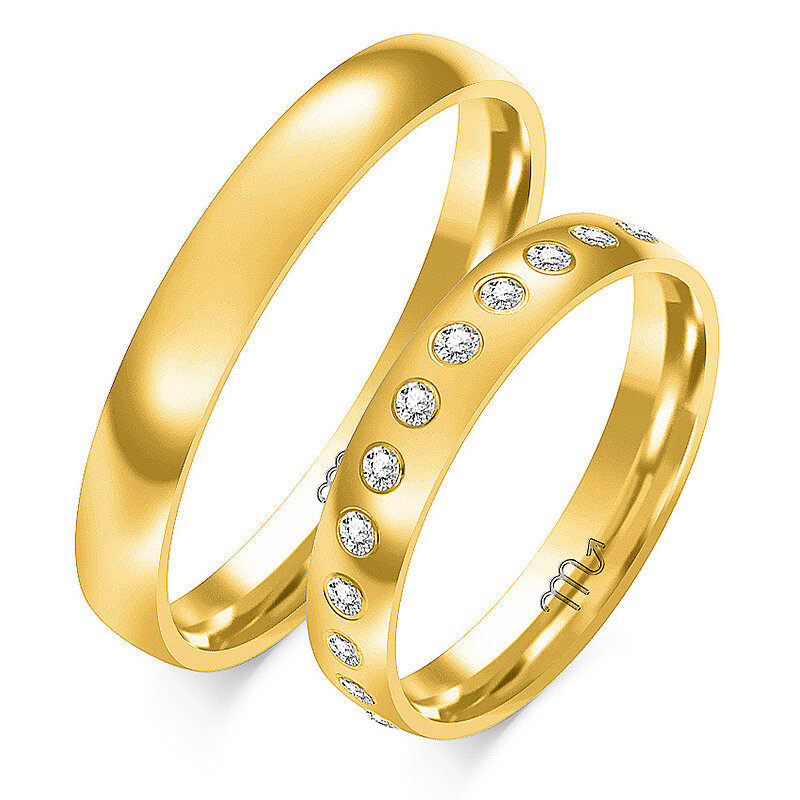 Anéis brilhantes clássicos de casamento com strass