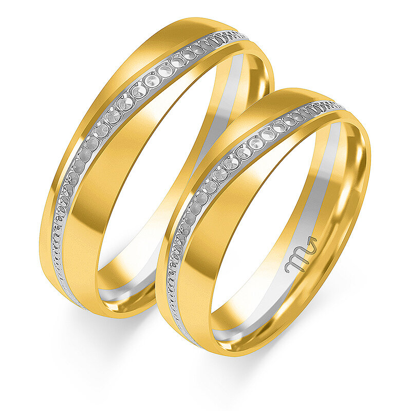 Anéis de casamento brilhantes gravados
