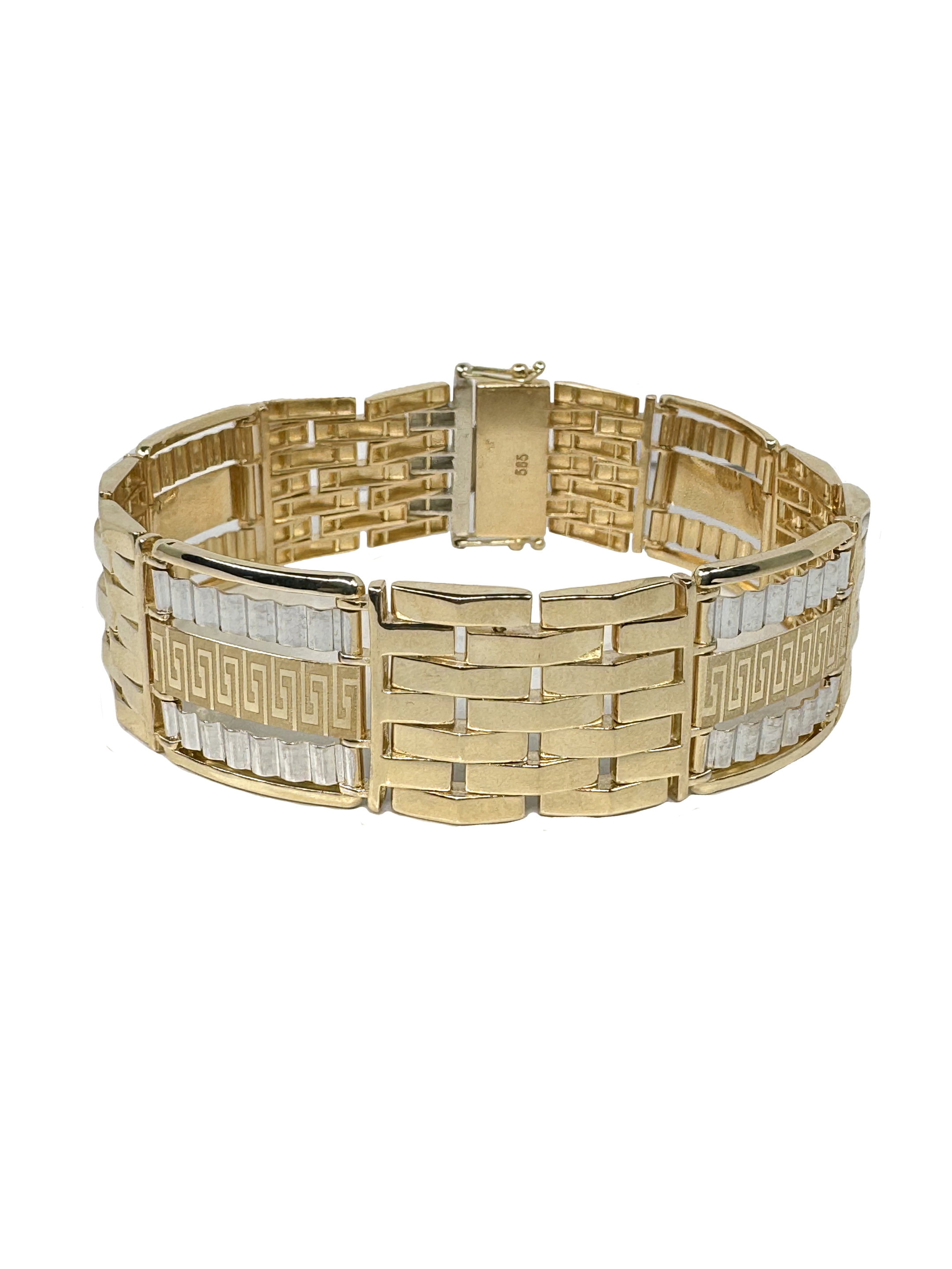 Armband aus massivem Goldkombinationsgold mit breitem Design