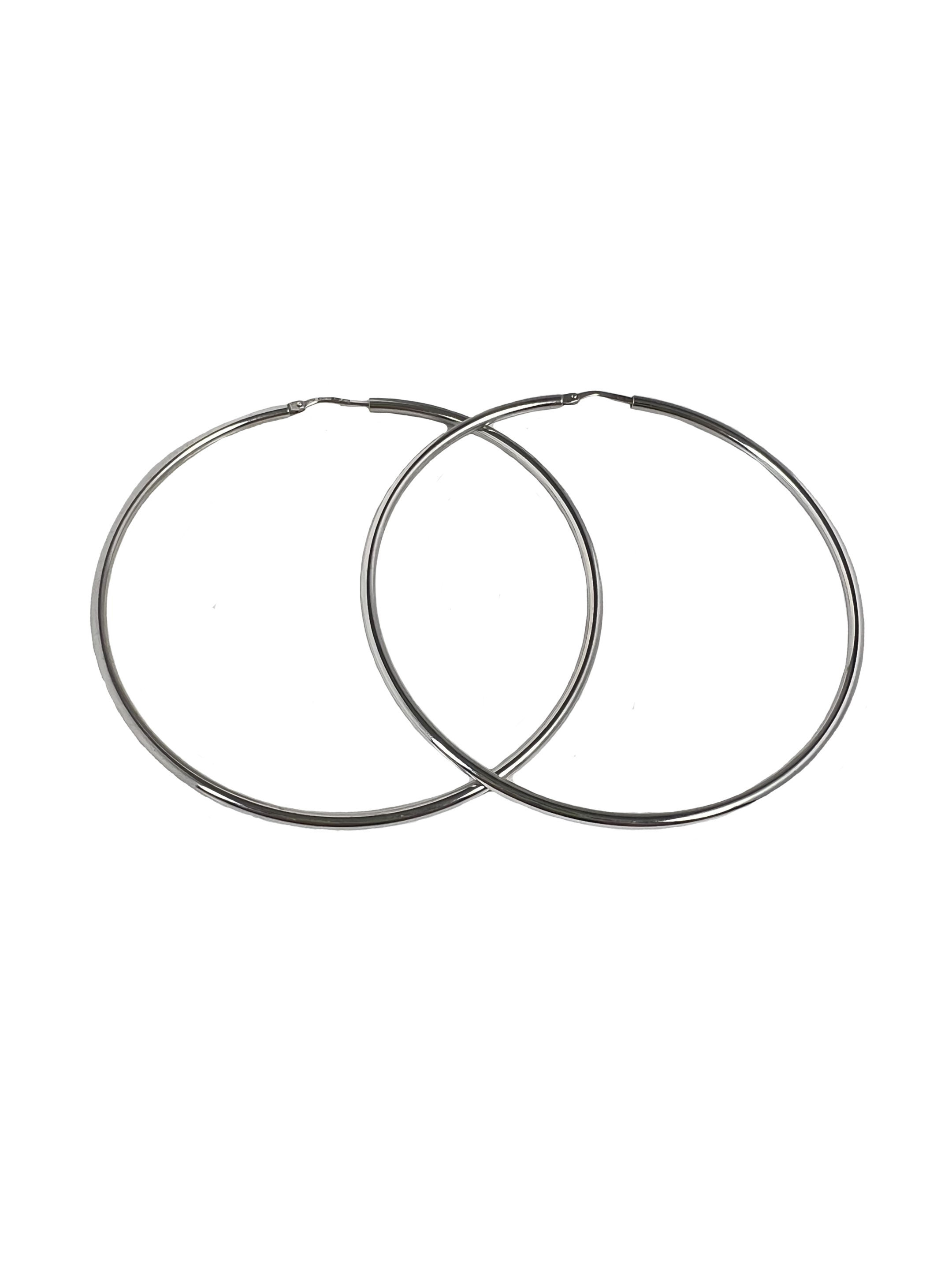 Ασημένια γυαλιστερά σκουλαρίκια κύκλοι