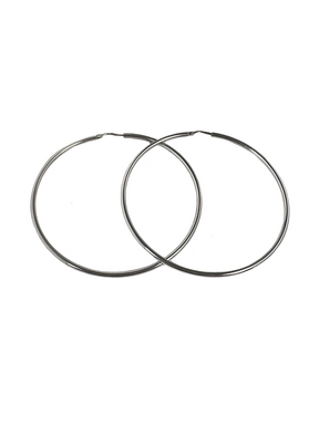 Ασημένια γυαλιστερά σκουλαρίκια κύκλοι