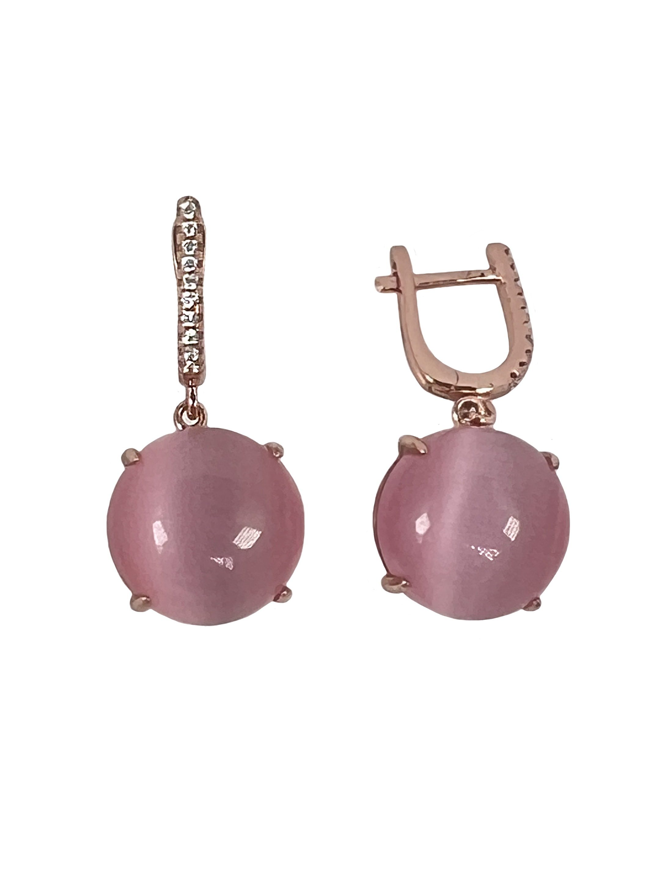 Ασημένια σκουλαρίκια με επιφανειακή επεξεργασία και ροζ πέτρες