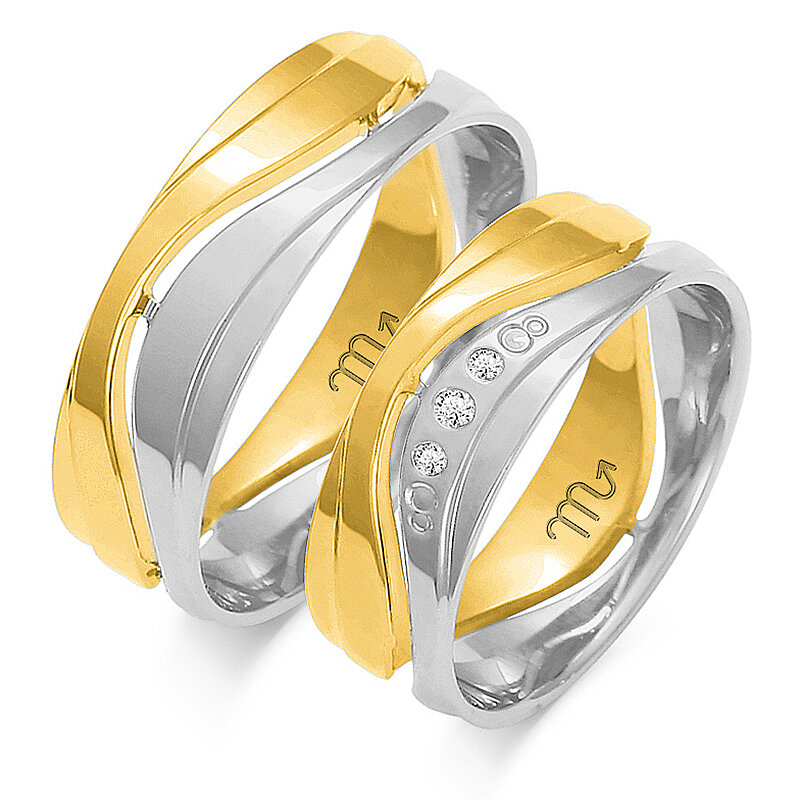 Aukščiausios kokybės blizgantys vestuviniai žiedai su kalnų krištolais