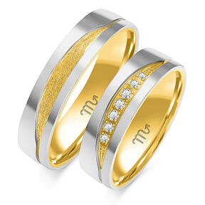 Aukščiausios kokybės vestuviniai žiedai su kalnų krištolais ir smėliasrove