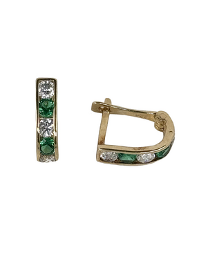 Auksiniai vaikiški auskarai su žaliais Blerinos cirkoniais