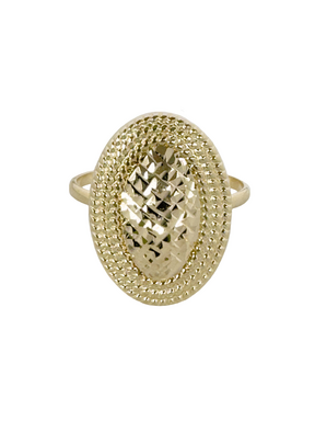 Auksinis moteriškas žiedas su Gemsy graviravimu