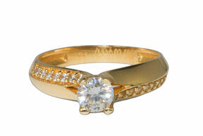 Auksinis žiedas su Aura cirkoniais