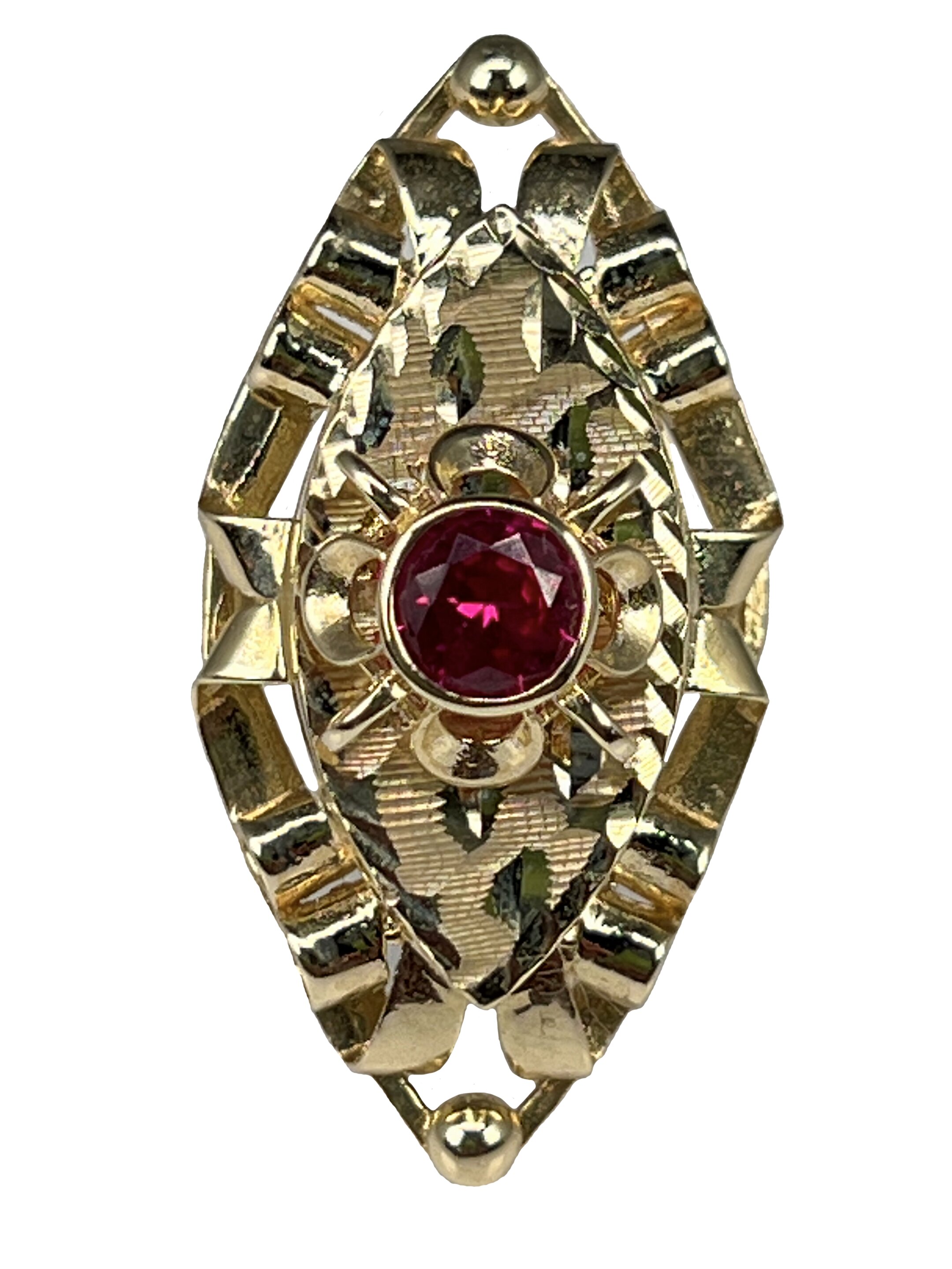 Auksinis žiedas su ciklameniniu cirkoniu