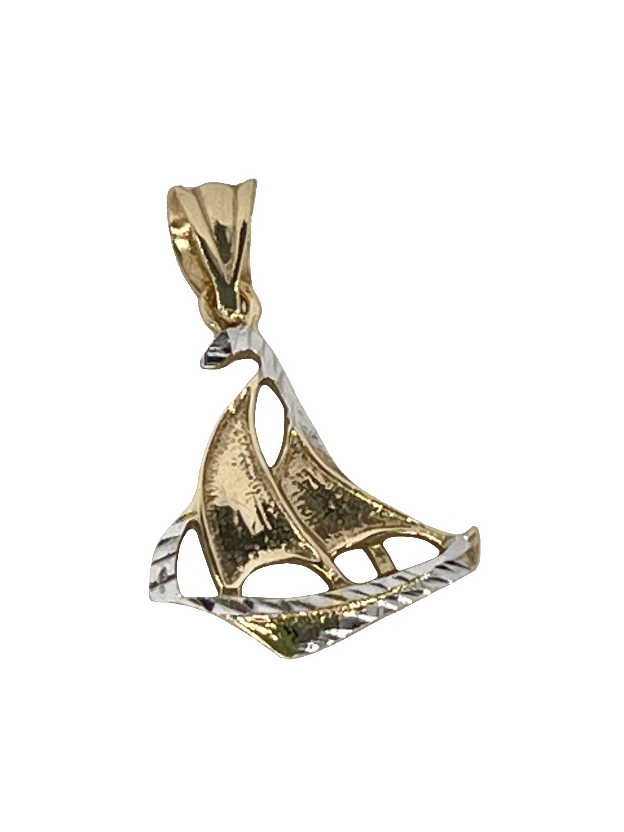 Barco colgante de oro elaborado en oro combinado