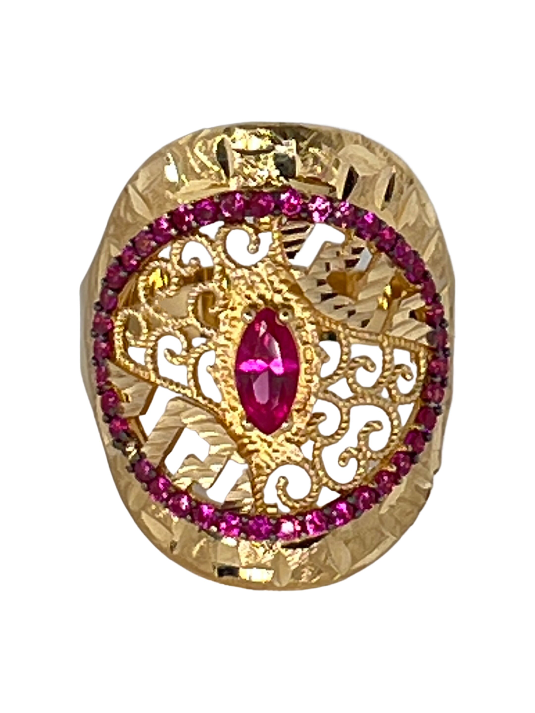 Beatrises zelta gredzens ar rozā cirkoniem