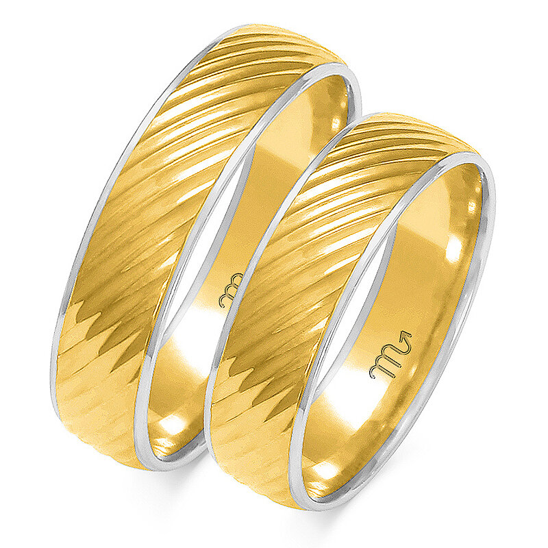 Bleščeči poročni prstani s faznim profilom