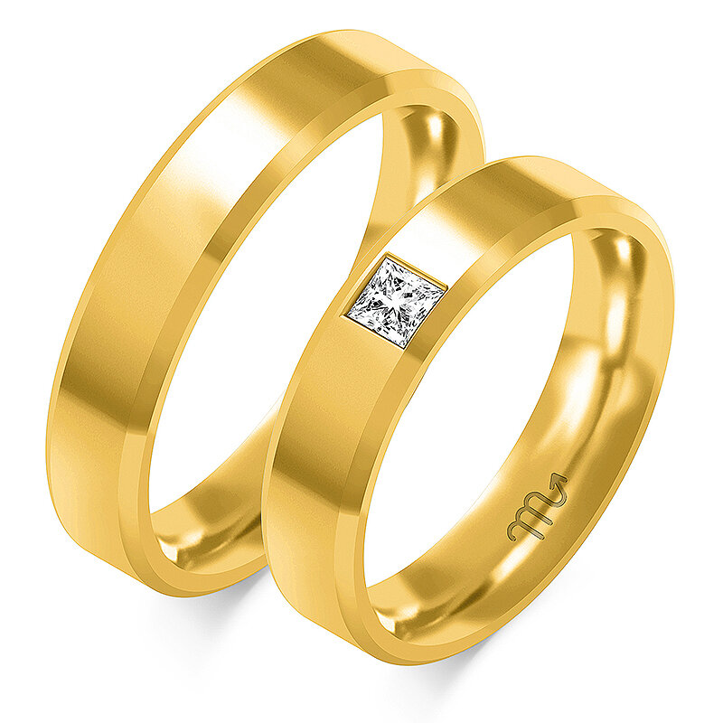 Bleščeči poročni prstani s faznim profilom