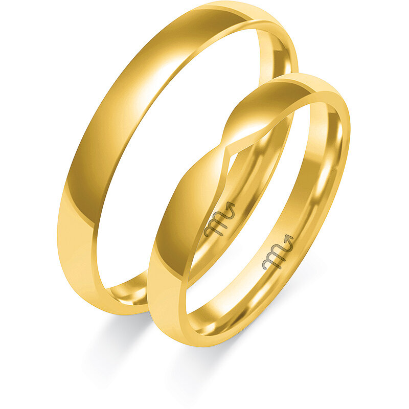 Bleščeči poročni prstani s polokroglim profilom