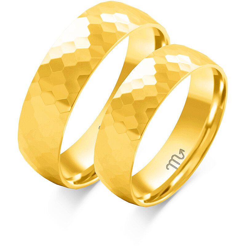 Bleščeči poročni prstani s polokroglim profilom