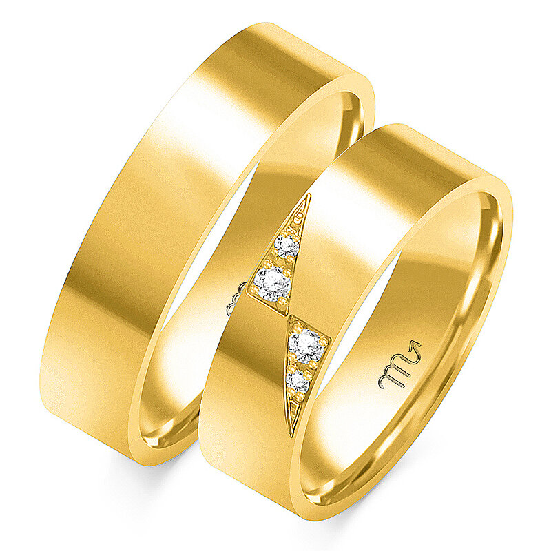 Bleščeči poročni prstani z ravnim profilom