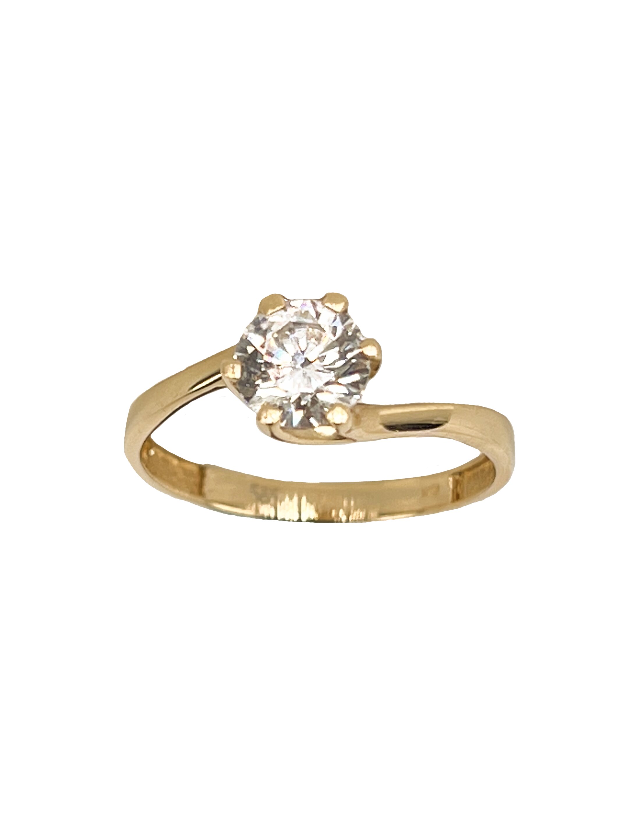 Блестящ златен пръстен с циркон