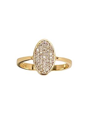 Блестящ златен пръстен с циркони