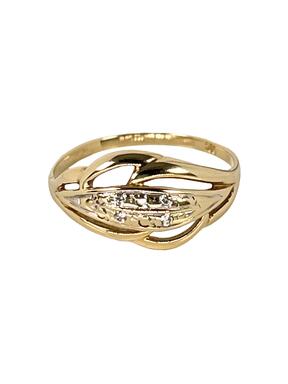 Blizgantis auksinis žiedas su cirkoniais