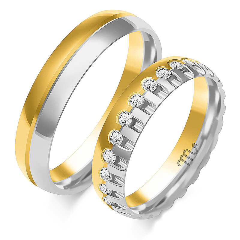 Blizgūs aukščiausios kokybės vestuviniai žiedai su cirkonio akmenimis