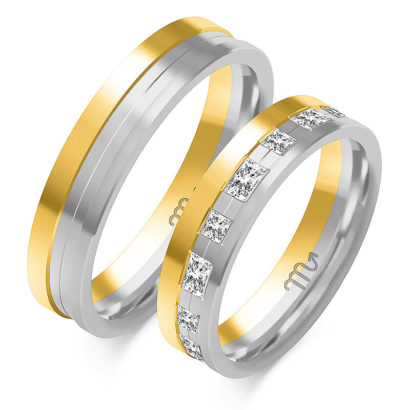 Blizgūs vestuviniai žiedai su kalnų krištolais