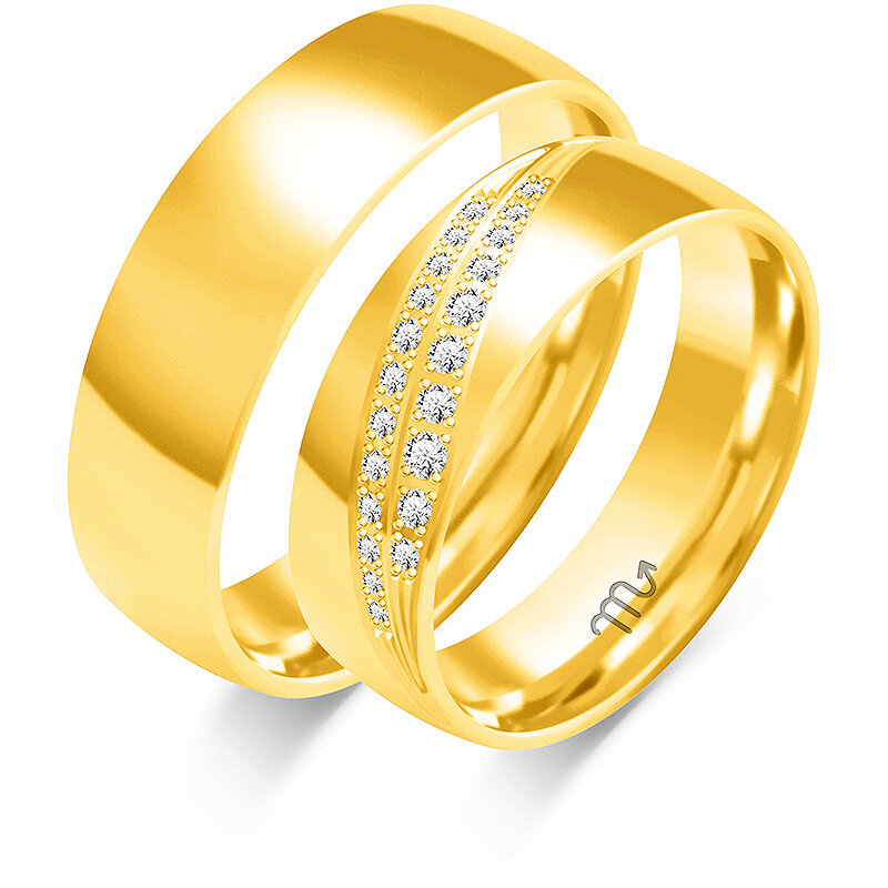 Blizgūs vestuviniai žiedai su kalnų krištolais