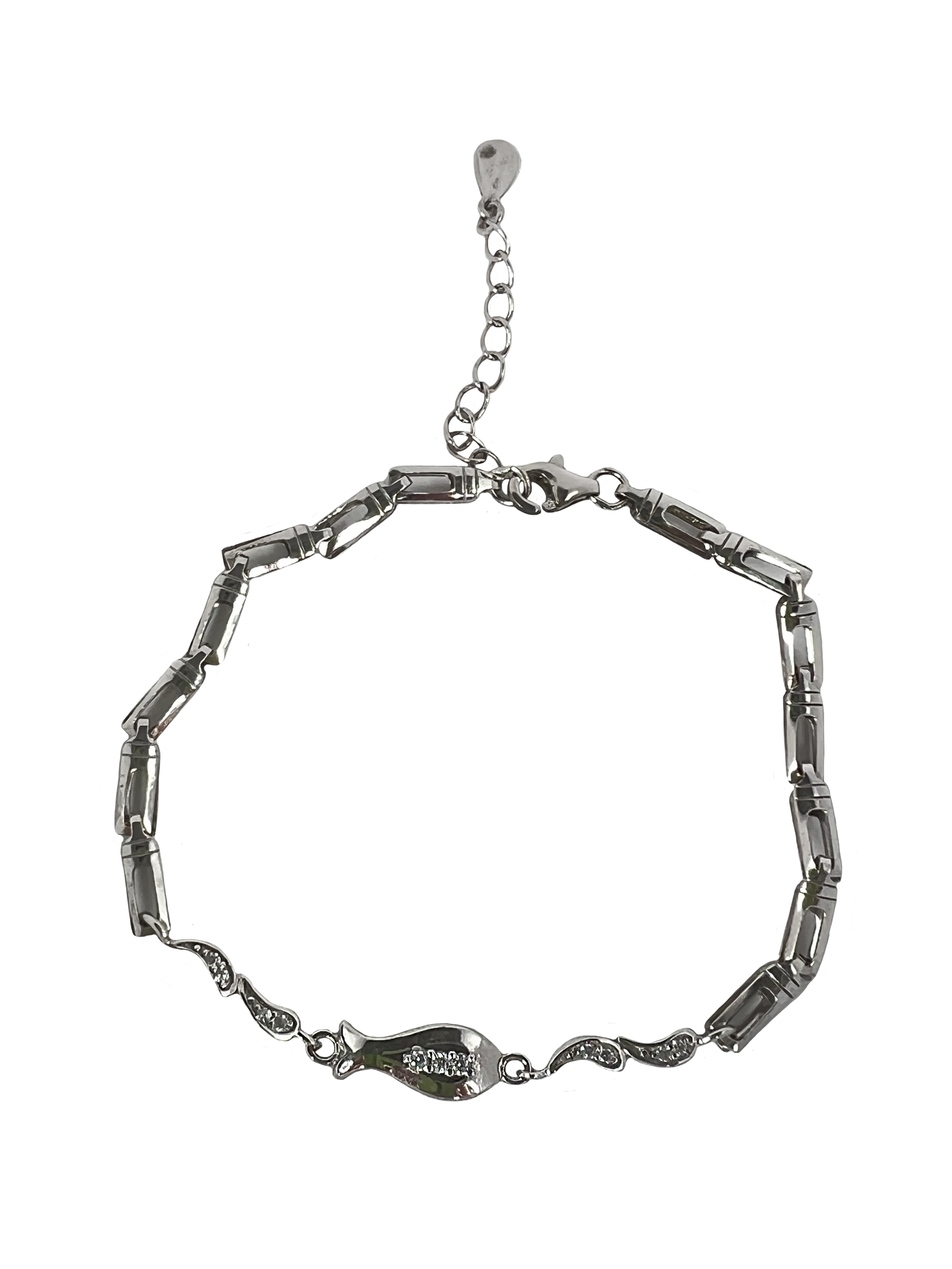 Bracciale in argento decorato con cristalli