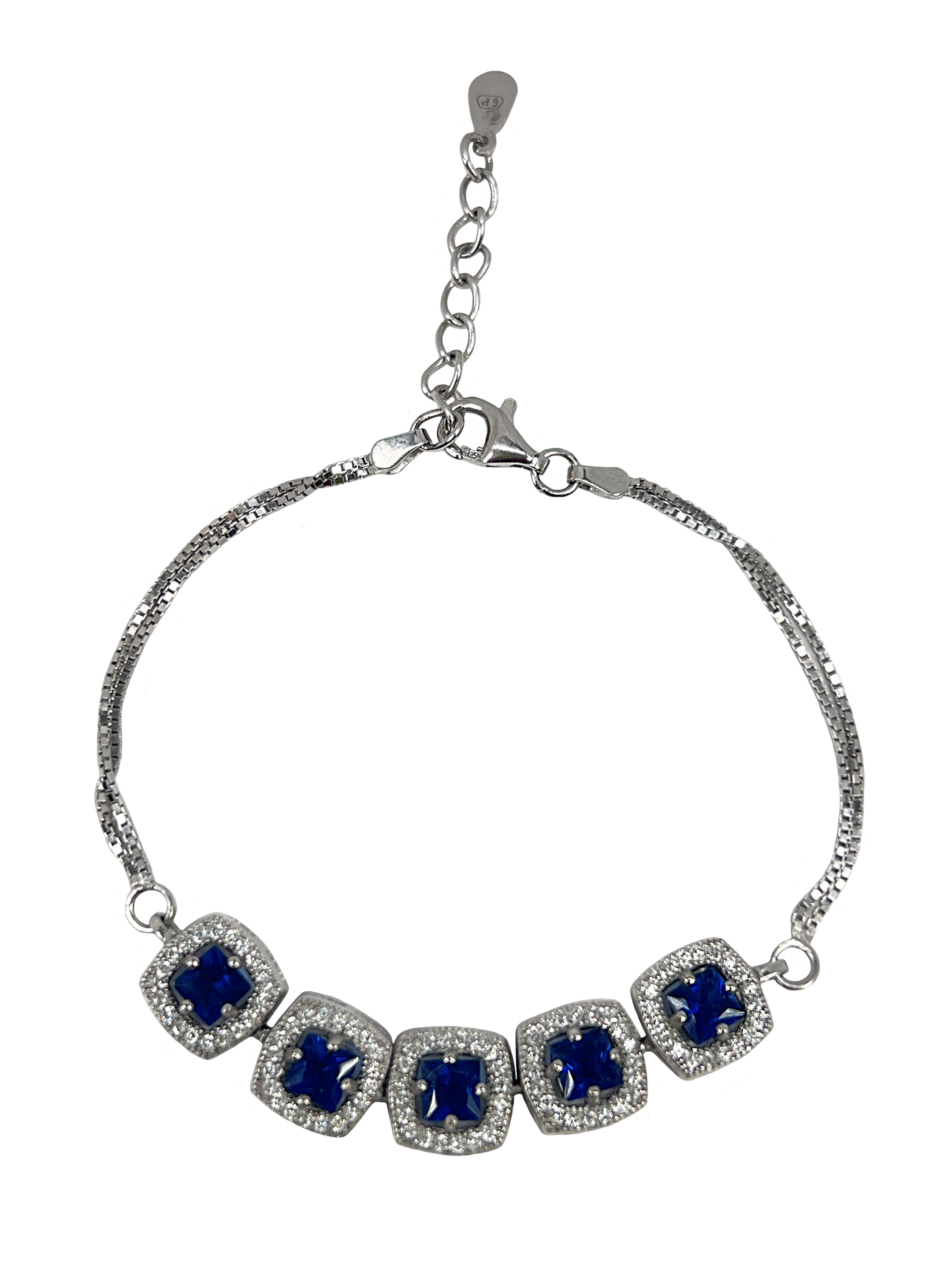 Bracelet en argent avec cristaux bleu foncé