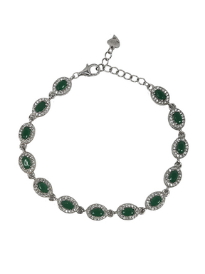 Bracelet en argent avec cristaux et pierres vertes