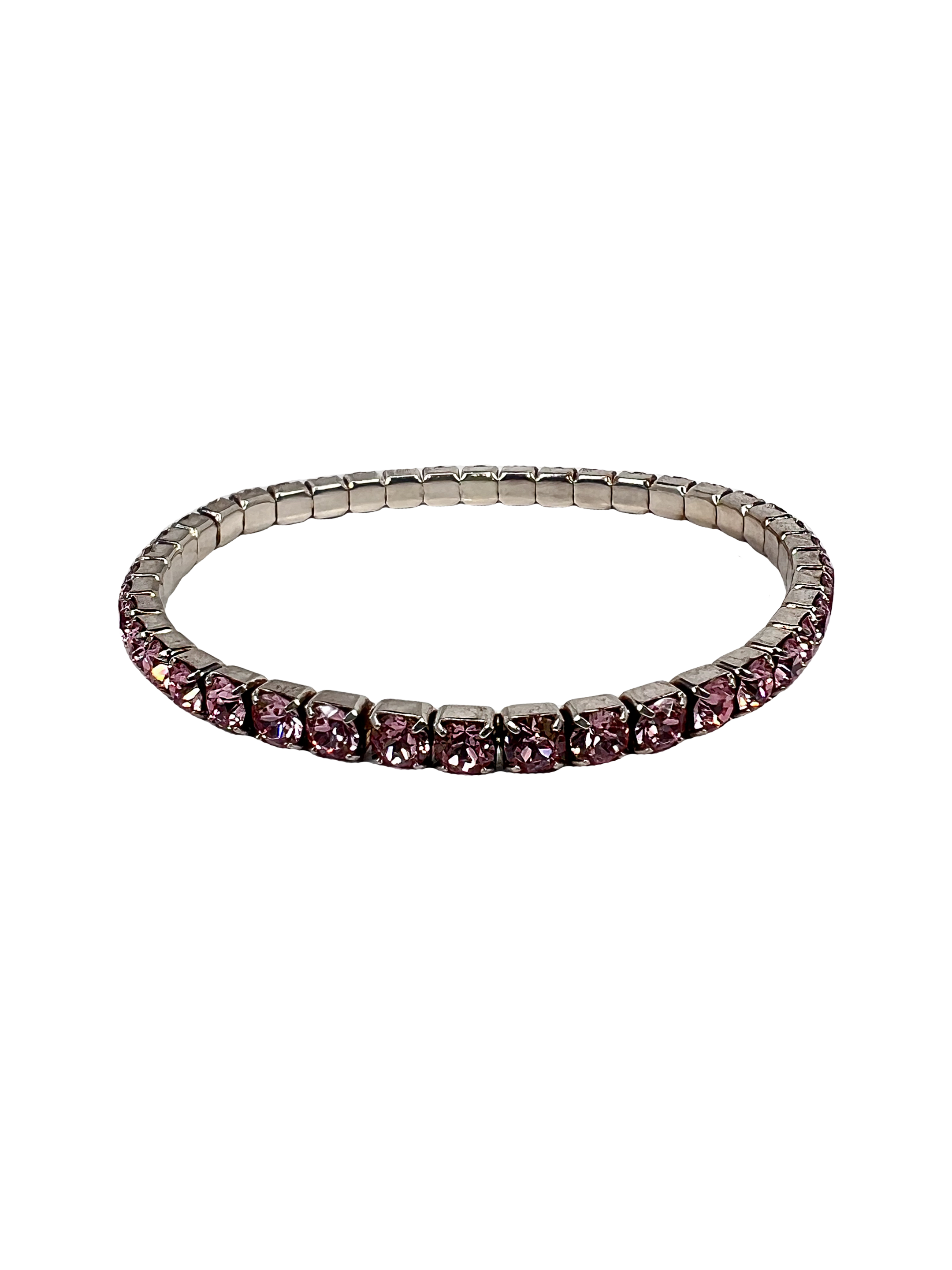 Bracelet en argent avec cristaux roses