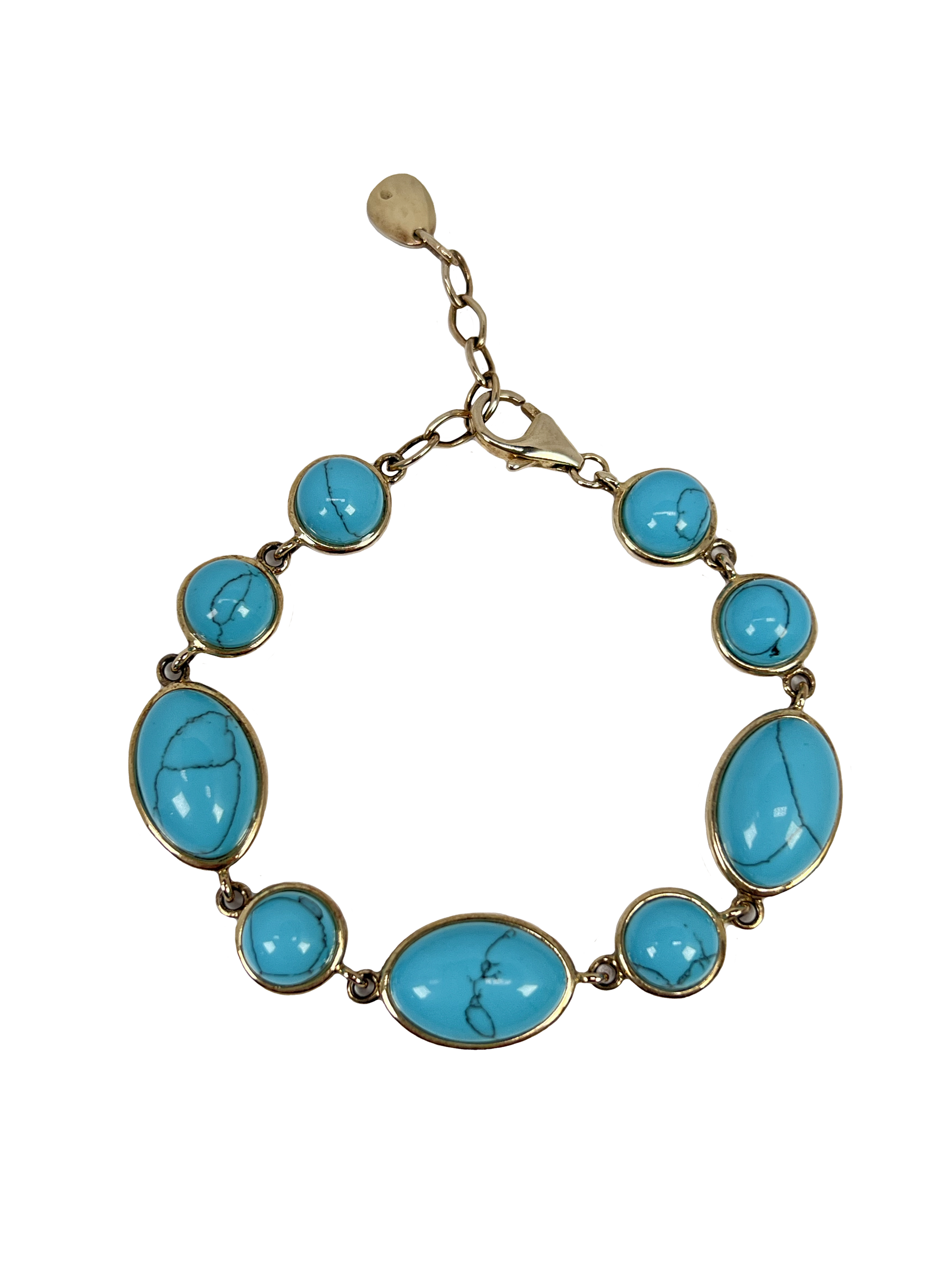 Bracelet en argent avec traitement de surface et pierres bleues