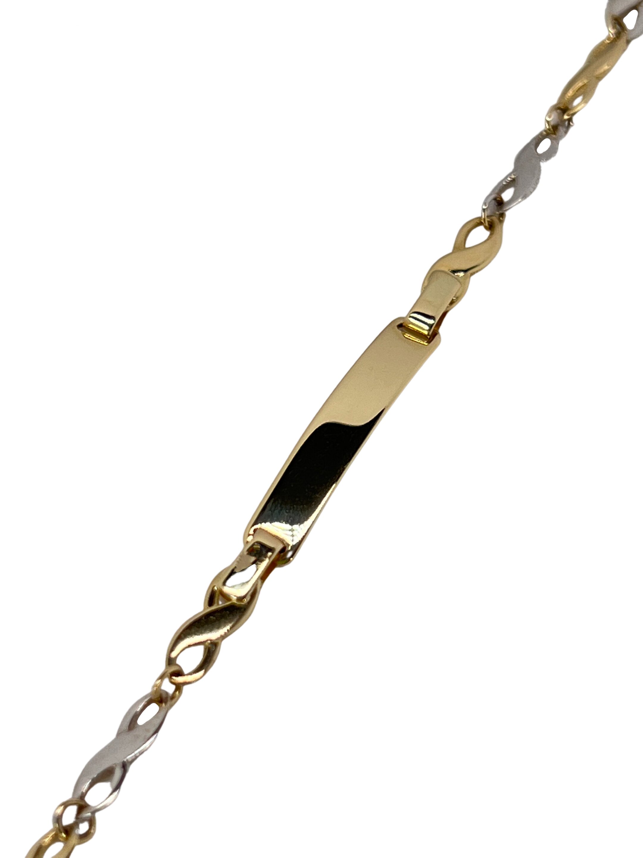 Bracelet infini en or avec une plaque de 4,0 mm