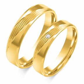 Bryllupsgraverede ringe med faset profil