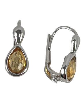 Children's earrings in white gold with yellow zircons