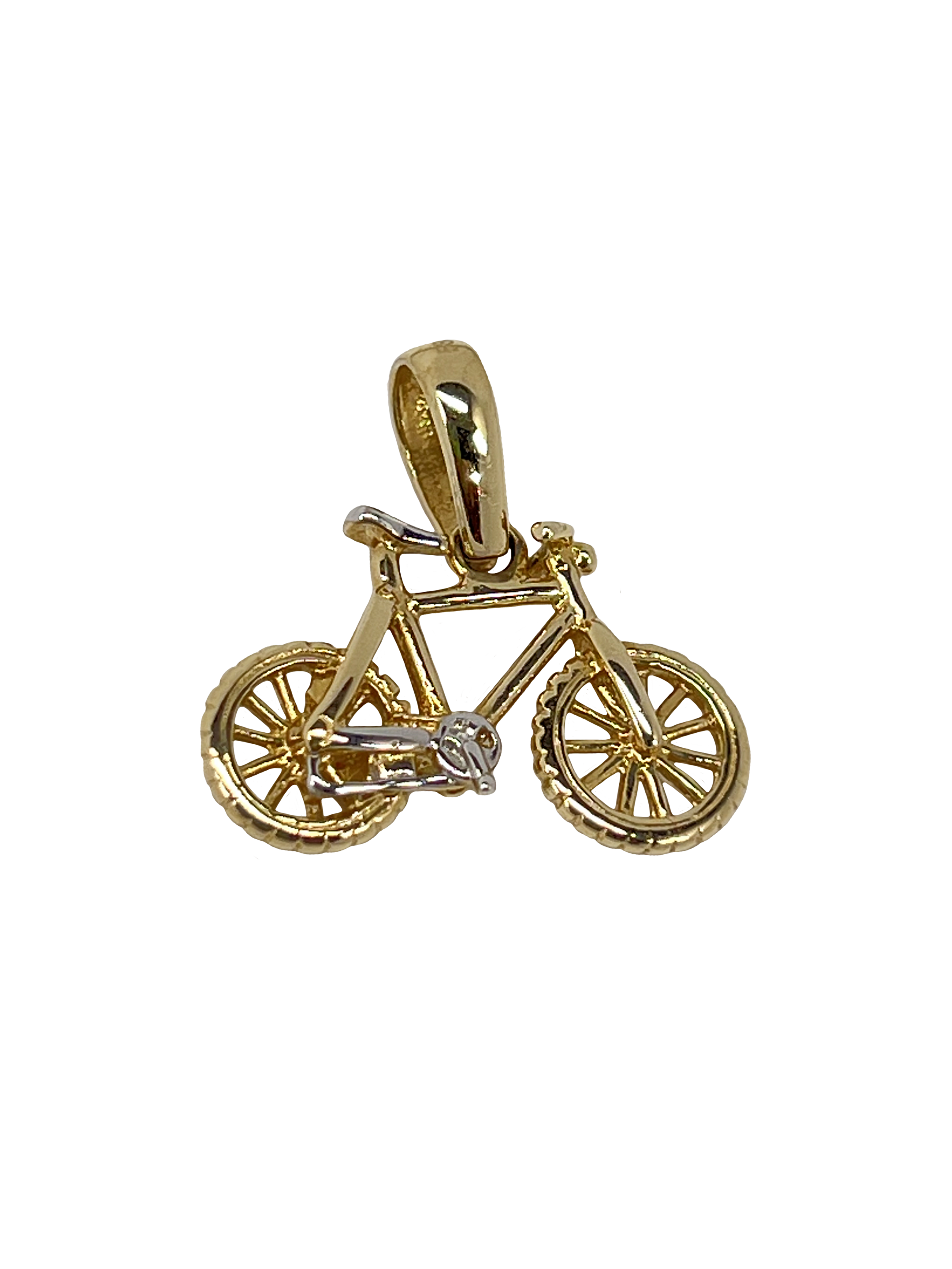 Ciondolo bicicletta dorato realizzato in oro combinato