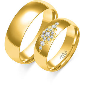 Classic wedding rings patterned with rhinestones