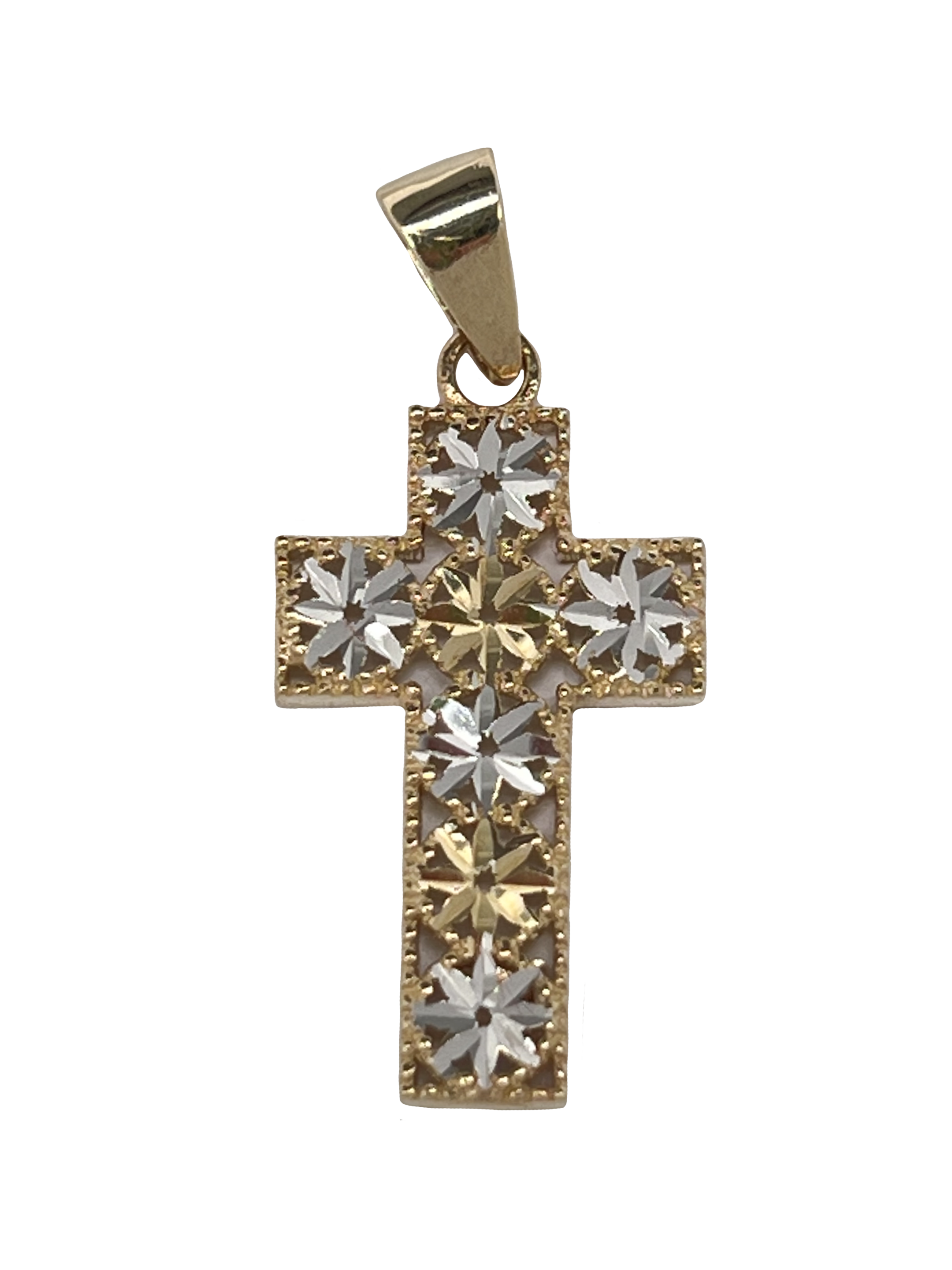 Colgante cruz de oro elaborado en oro combinado