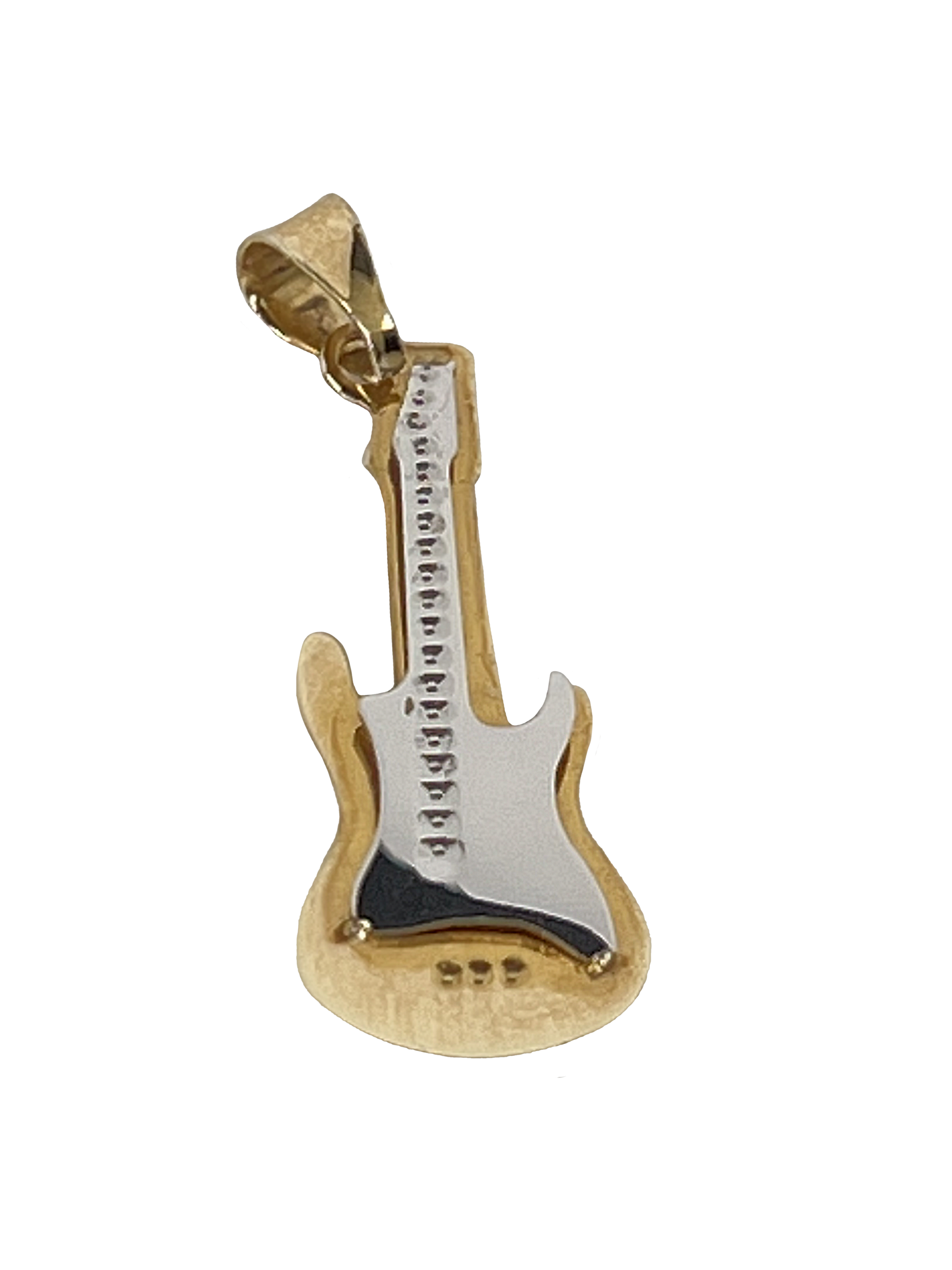 Colgante de guitarra dorada elaborado en oro combinado
