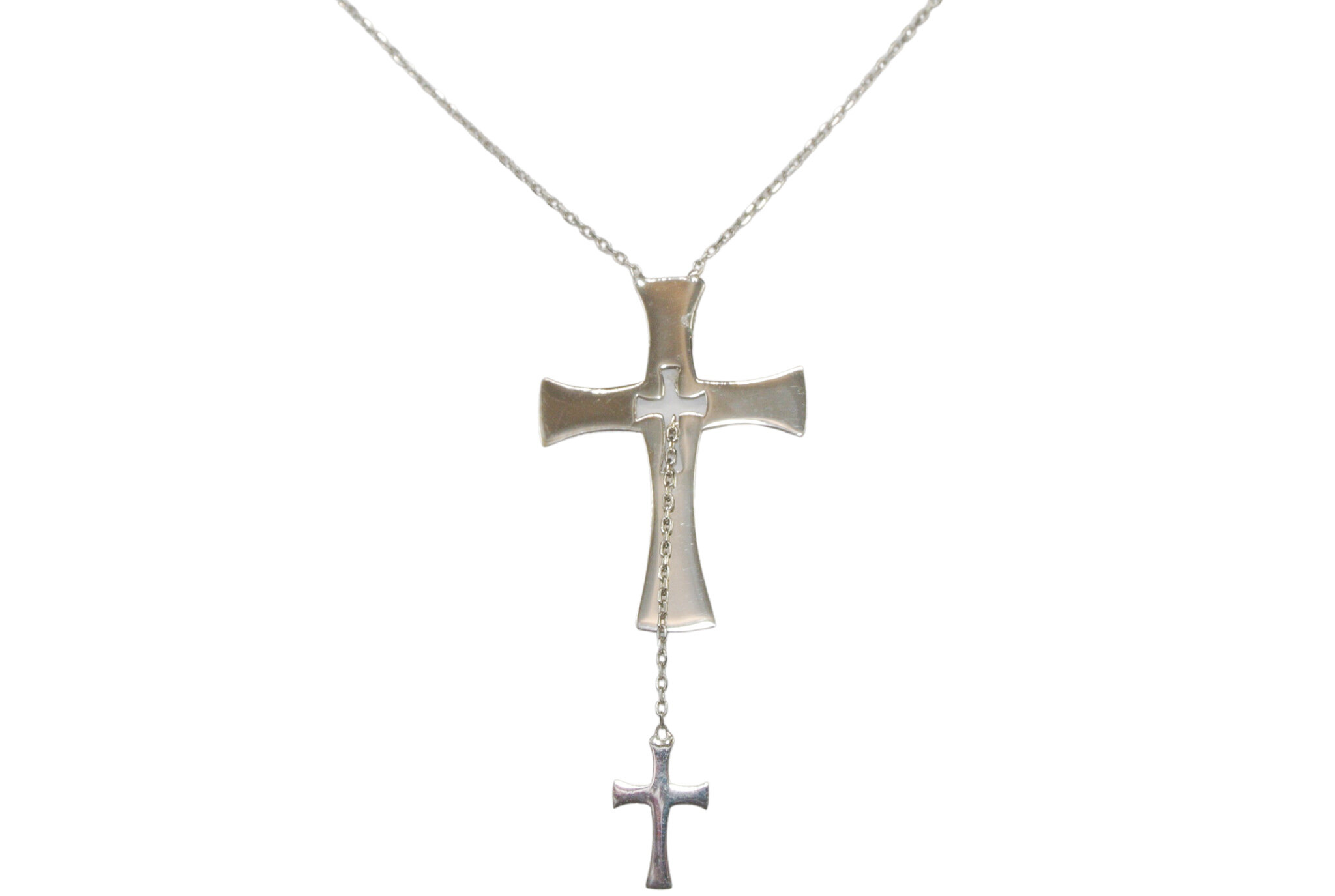 Collar de oro blanco con cruces