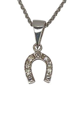 Diamond pendant in white gold Horseshoe for luck 0.09ct