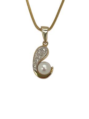 Diamond pendant with pearl 0.12ct