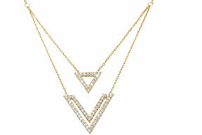 Double gold necklace with zircons