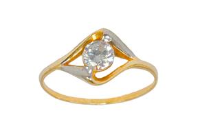 Dviejų atspalvių auksinis žiedas su cirkoniu