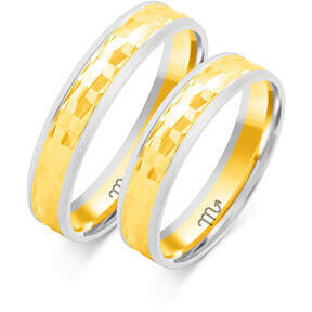 Dviejų spalvų vestuviniai žiedai su smėliasrove