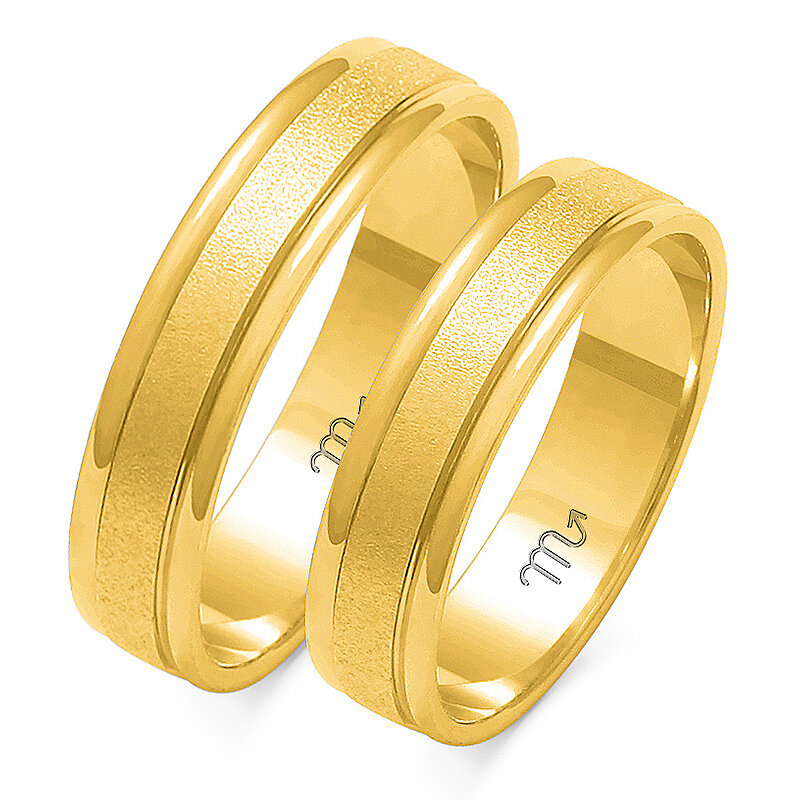 Dviejų spalvų vestuviniai žiedai su smėliasrove