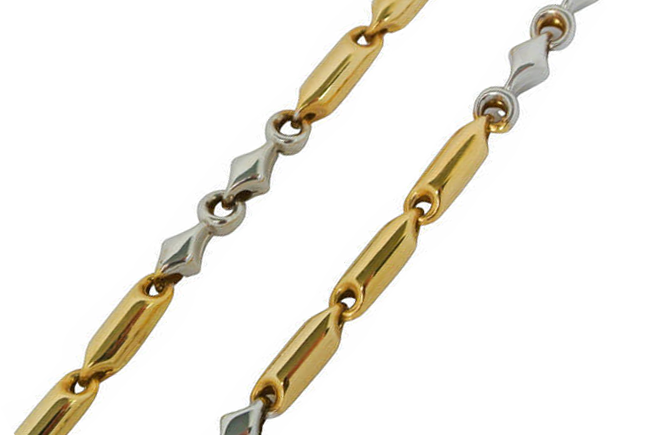 Dvobojni zlatni lančić Cilindar-cilindar 2,5 mm