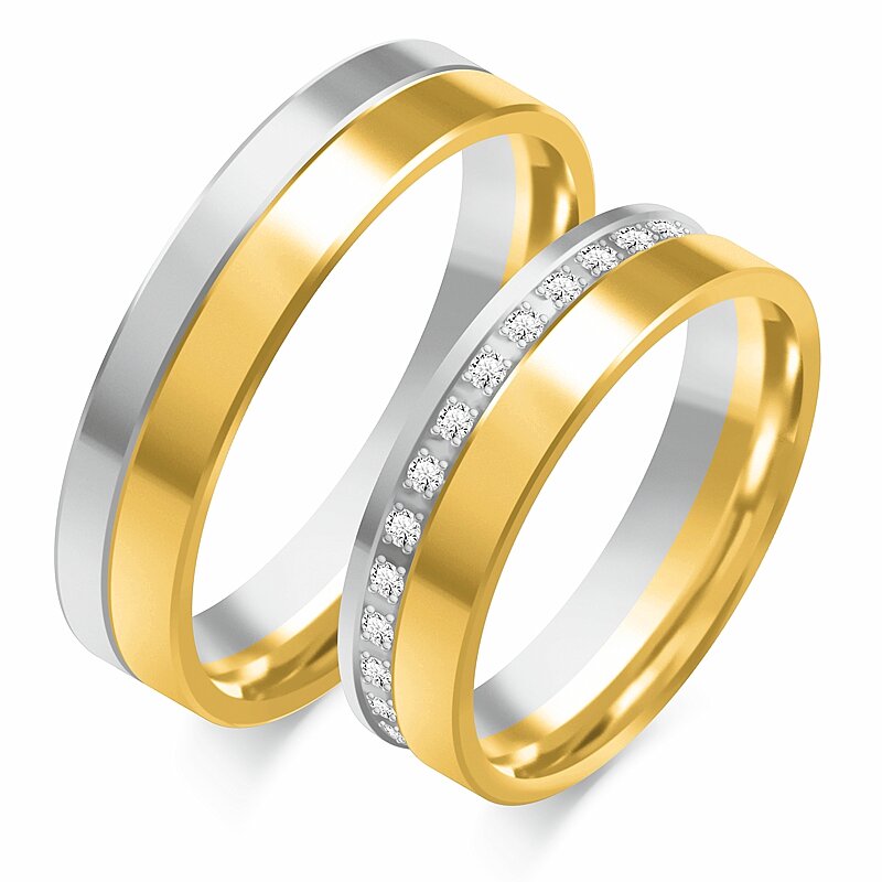 Dvobojno vjenčano prstenje sa kamenčićima