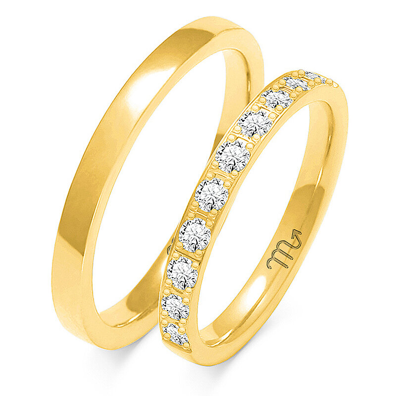 Dvobojno vjenčano prstenje sa sjajnim kamenčićima