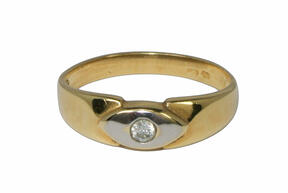 Dwukolorowy złoty pierścionek z cyrkonią
