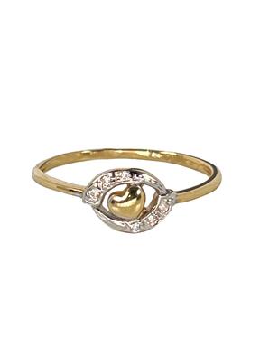 Dwukolorowy złoty pierścionek z cyrkoniami