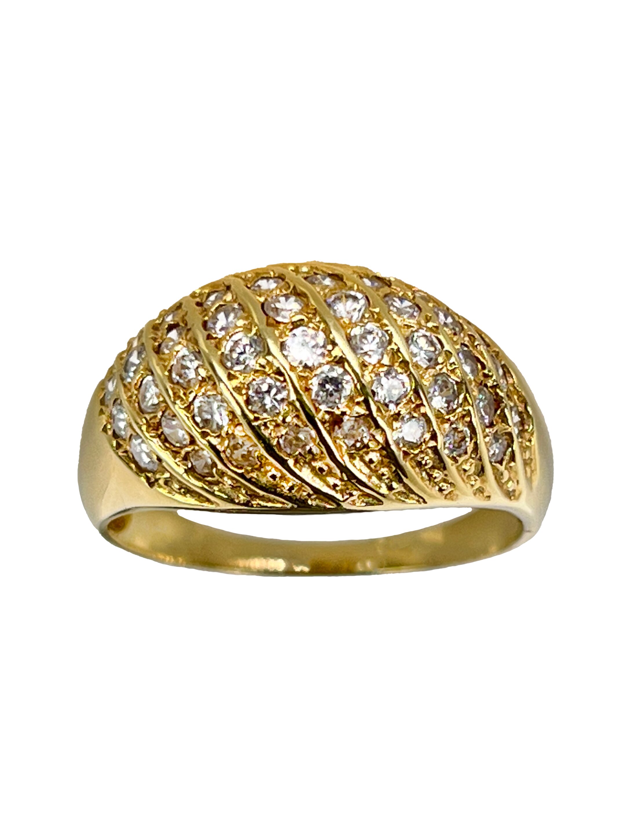 Dzeltenā zelta zelta gredzens ar cirkoniem